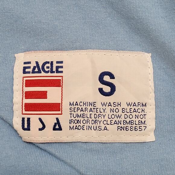 Vintage 80s Alpha-Delta-Pi Ringer Shirt Womens XS/S 17x28 Blue Sorority - Picture 7 of 15